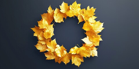 Wall Mural - beautiful golden wreath of yellow leaves in automn