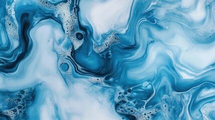 Poster - elegant blue abstract backdrop featuring fluid marble ink artwork