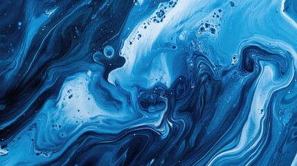 Poster - elegant blue abstract backdrop featuring fluid marble ink artwork