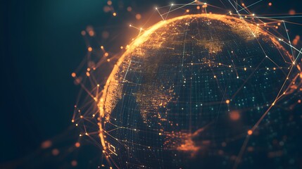 Poster - A glowing digital globe connected by intricate network lines