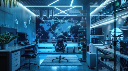 Wall Mural - A stylish and trendy office with a molecular biology lab and genetic engineering