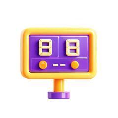 Poster - A vibrant digital clock design featuring bright purple and yellow colors with a clear display, perfect for a fun and modern aesthetic.