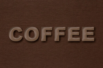 Wall Mural - word coffee against dark brown cardboard