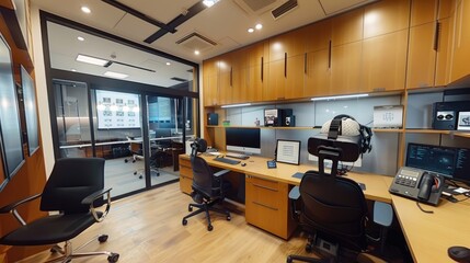 Wall Mural - A well-equipped and organized office with a virtual reality lab and interactive simulations