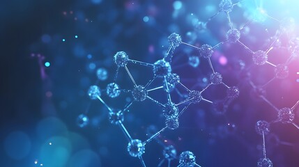 Poster - Abstract Molecular Structure with Glowing Blue and Purple Colors