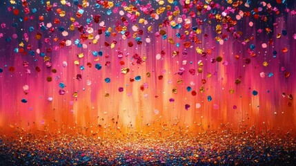 Wall Mural - vibrant celebration scene filled with colorful confetti raining down creating an energetic and joyful atmosphere perfect for parties and festive gatherings