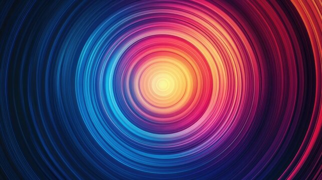 Abstract concentric circle pattern with radiating colors, space for text available in the center