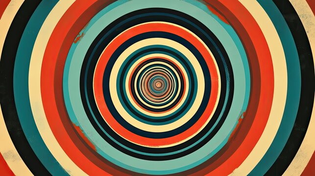 Abstract concentric circle pattern with radiating colors, space for text available in the center
