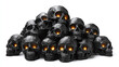 © Екатерина Чумаченко - Pile of black skulls with glowing eyes - isolated on White Transparent Background