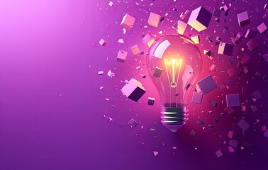 Poster - a large cube is connected by blockchain technology.