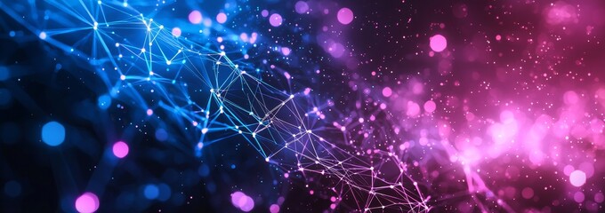 Poster - digital communication points with a technological background. network connection structure. three di