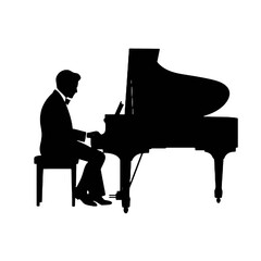 Piano Player Silhouette Vector Illustration Transparent Background