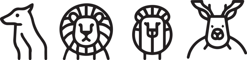Set animal icons line style vector