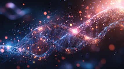 Sticker - abstract glowing helix dna strand.