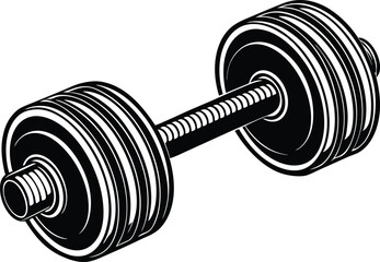 Vector hand drawn silhouette of curved dumbbell isolated on white background. 