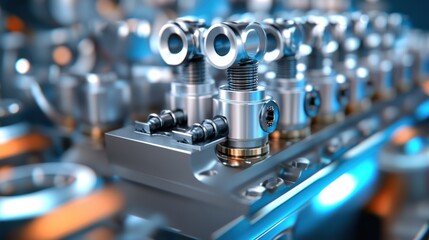 Poster - Precision Engine Parts in Bright Industrial Setting