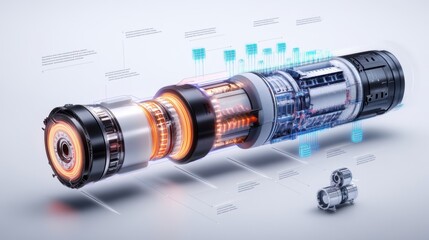 Poster - Futuristic Technology Engine with Digital Interface