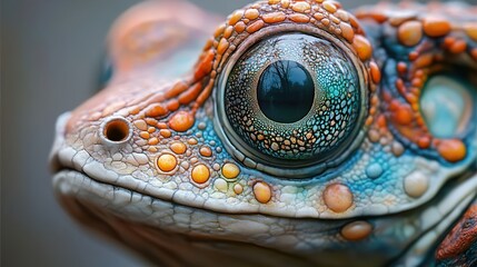 Sticker - Close-Up of a Frog's Eye: A Vivid Display of Nature's Detail