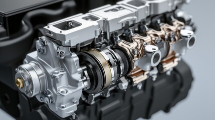 Poster - Detailed Close-up of a Car Engine Component