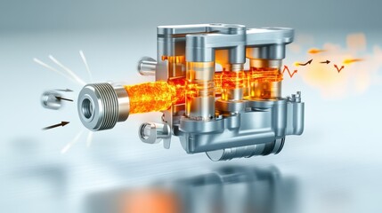 Poster - High-Tech Engine Component with Dynamic Energy Flow