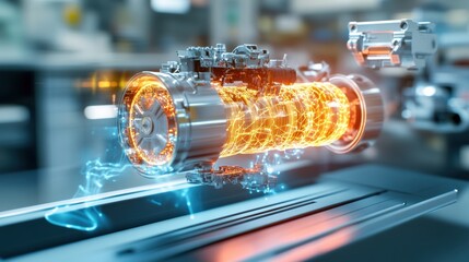 Poster - Futuristic Electric Motor Concept with Energy Flow