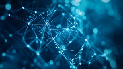 Poster - Abstract Blue Network of Interconnected Nodes
