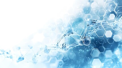 Poster - Abstract blue and white digital network with hexagonal elements