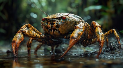 Canvas Print - A Close-Up View of a Monster Crab in a Lush Jungle