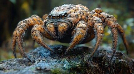 Poster - Close Up of a Hairy Spider in a Forest