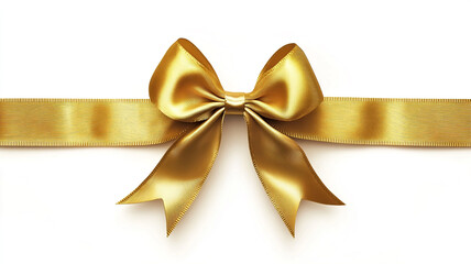 Wall Mural - Golden ribbon and bow isolated on white background