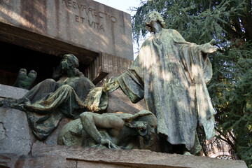 Canvas Print - Cimitero Monumentale, Milan, Italy. A tomb