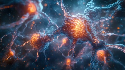 Wall Mural - microscopic neuron network: a glimpse into the brain's complexity