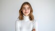 © M2A - Confident Woman in White Sweater - Modern Minimalist Portrait