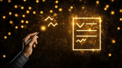 Poster - electronic signature concept, electronic signing businessman signs electronically on virtual laptop 
