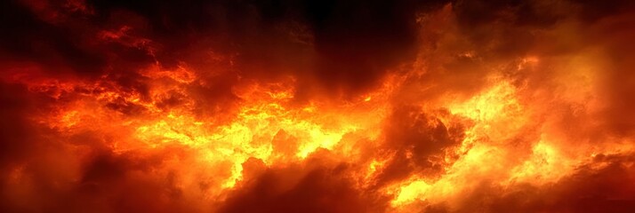 Wall Mural - Dramatic Red and Orange Cloudy Sky at Dusk