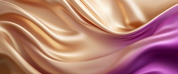 Poster - The silk fabric has a bright gold and purple gradient with an abstract background.