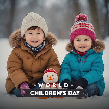 World Happy children's day text message cute child kids celebrating social media post banner design