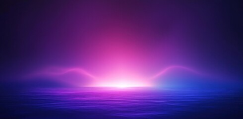 Wall Mural - Abstract gradient blue and pink glowing horizon on dark background Generative AI