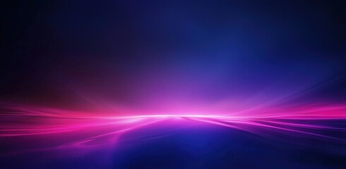 Wall Mural - Abstract gradient blue and pink glowing horizon on dark background Generative AI