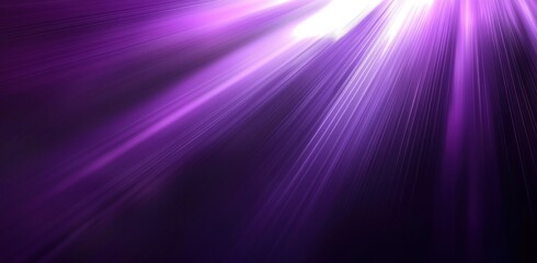 Wall Mural - Radiant purple light beams with sparkling particles on dark background Generative AI