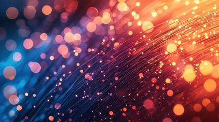 Sticker - abstract glowing bokeh lights with dynamic lines in blue and orange tones generative ai