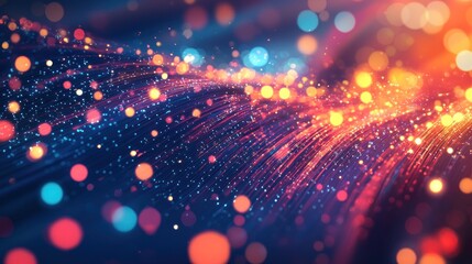 Sticker - abstract glowing bokeh lights with dynamic lines in blue and orange tones generative ai