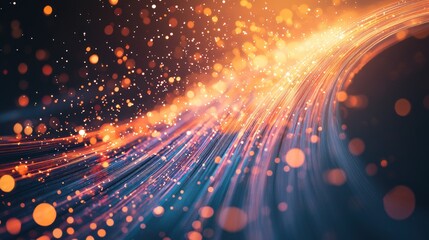 Sticker - abstract glowing bokeh lights with dynamic lines in blue and orange tones generative ai