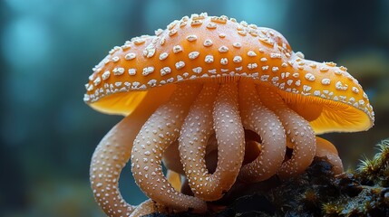 Canvas Print - Close-Up of a Vibrant Orange Mushroom in a Forest