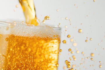 A close-up shot of a glass filled with beer, perfect for advertising or editorial use