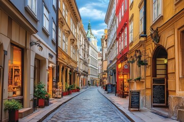 Vienna, Austria: Greek street in the old city center (in german Griechengasse), one of Vienna's most famous streets, Generative AI