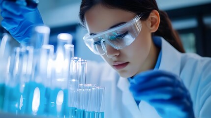 Poster - Female Scientist Working with Test Tubes in Laboratory