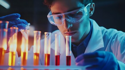 Poster - Scientist in a Lab Coat Working with Test Tubes