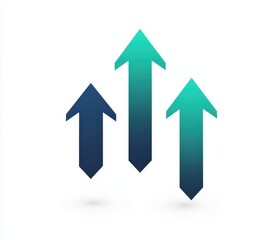 Poster - Blue and green arrows pointing upwards on a white background symbolizing growth, progress, and success