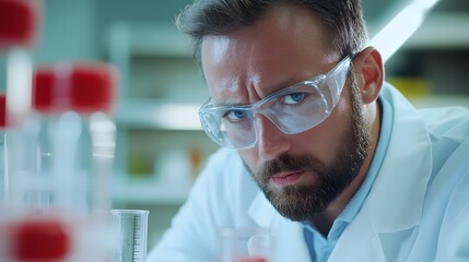 Poster - Focused Scientist in Lab Coat and Safety Glasses